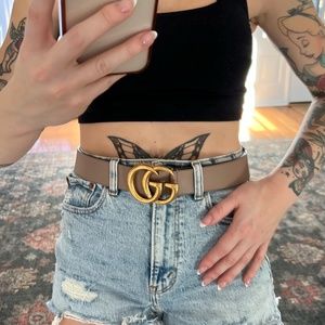 Gucci Leather Belt with Double G Buckle